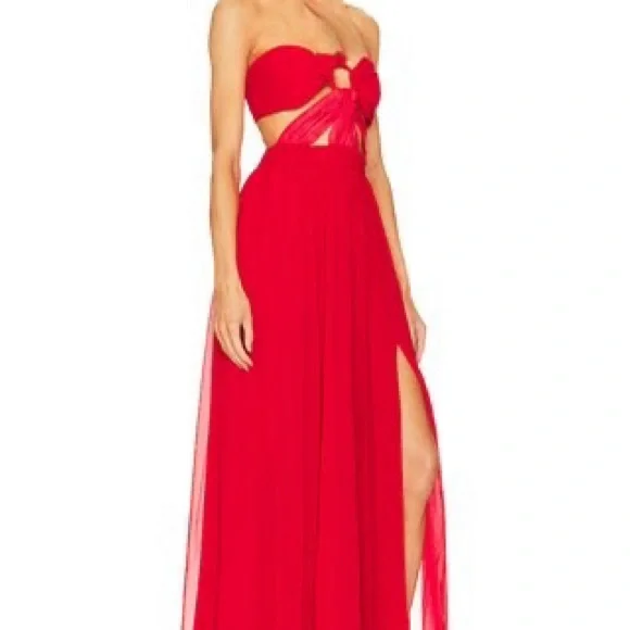 PatBO | Cut-Out  Maxi Dress - Candy Red - NWT - Small / Size 4 - Picture 4 of 10